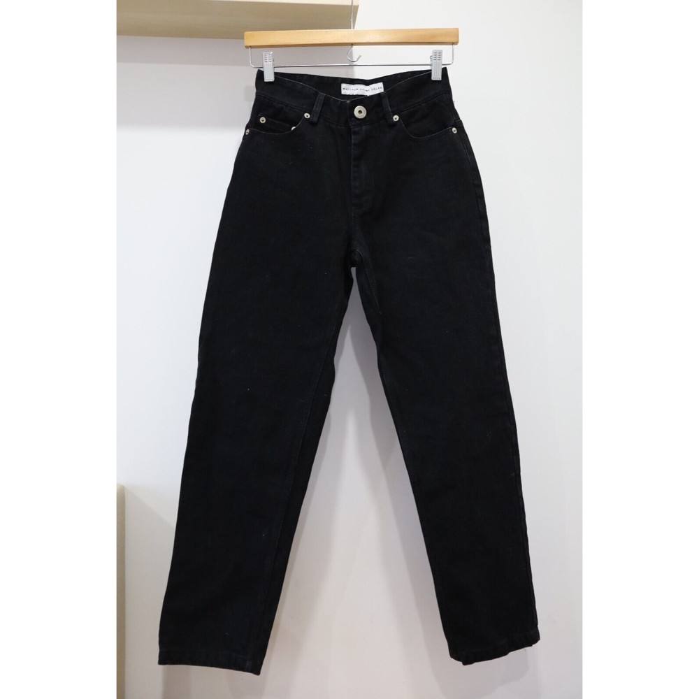 Matthew Adams Dolan Women Jeans Sz 25 Black Cotton High Rise Straight Oversized